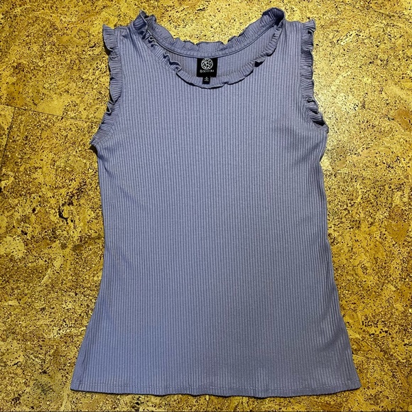 Bobeau Purple Ruffle Ribbed Tank Top Sz M - Picture 6 of 8